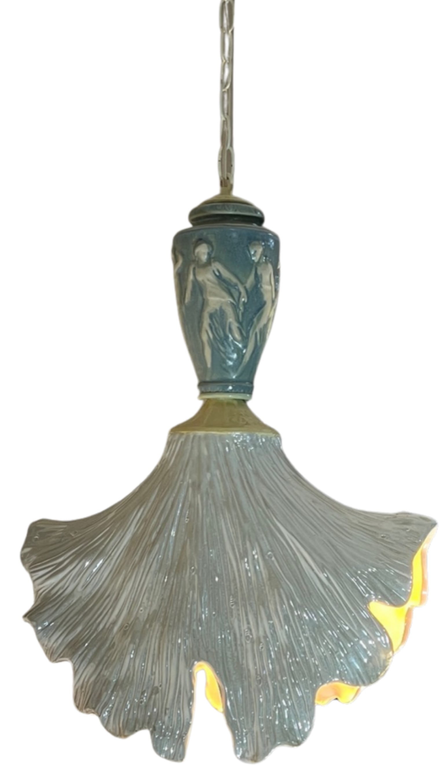 Vintage Light Blue Cream Goddess Ceramic Pendant Light - 6