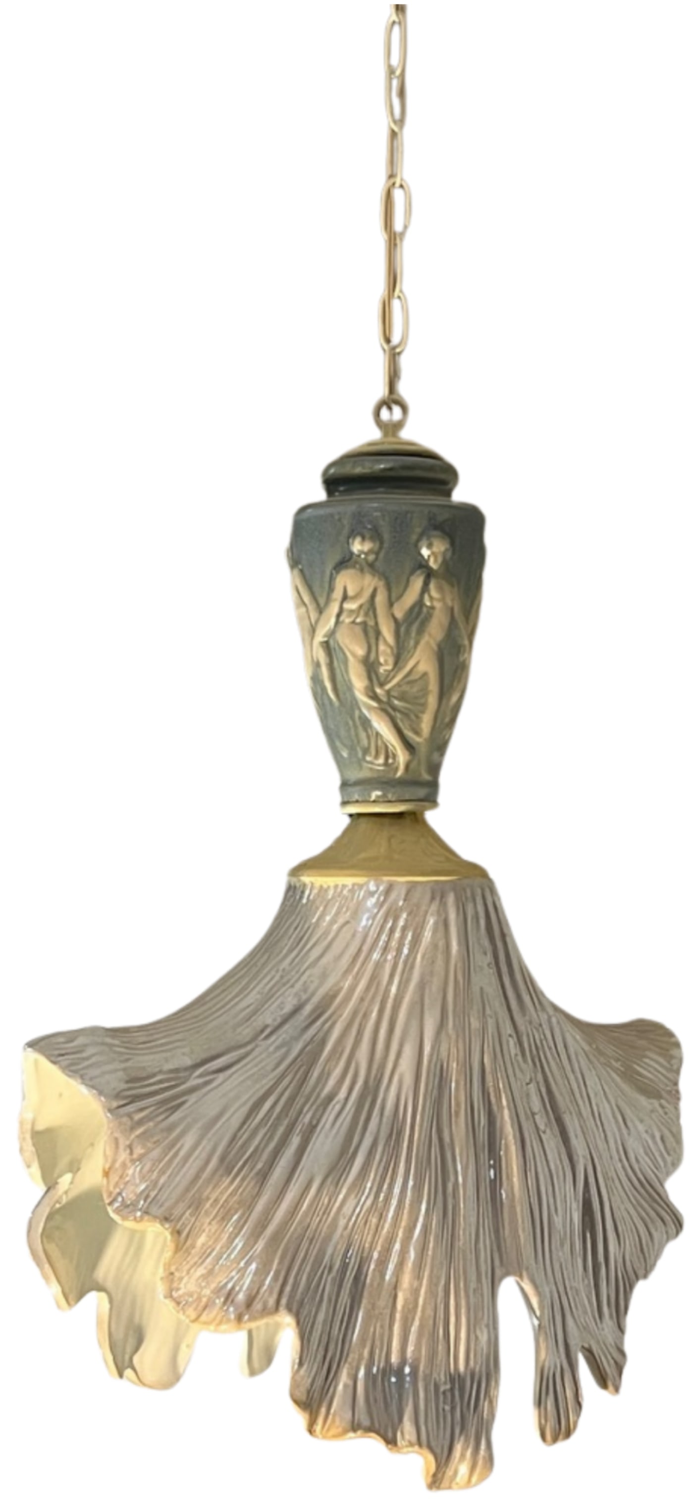 Vintage Light Blue Cream Goddess Ceramic Pendant Light - 9