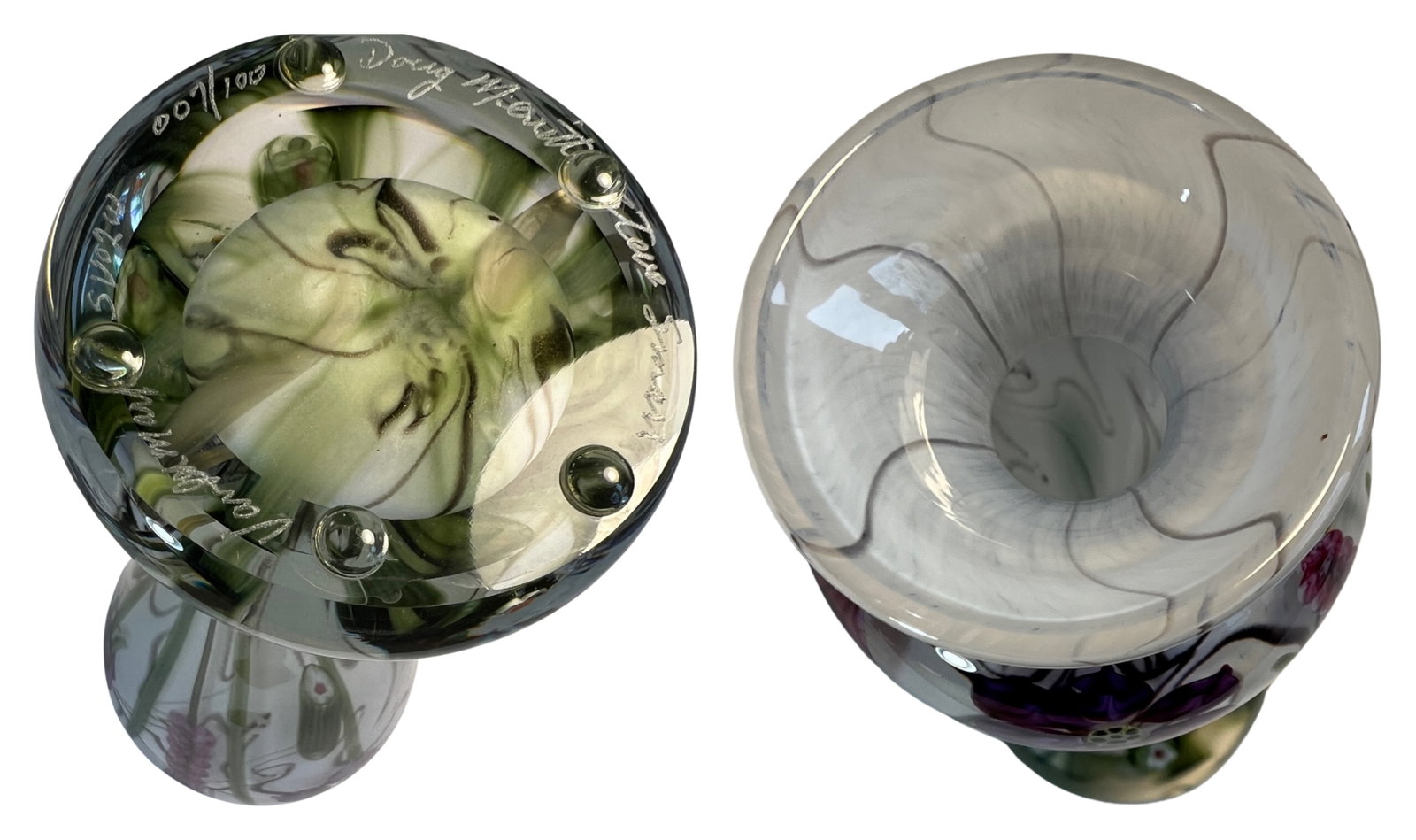 Signed Vandermark-Merritt-Smarr Glass Sv02w 7/100 Numbered Art Glass Floral Cased Art Glass Vase - 16