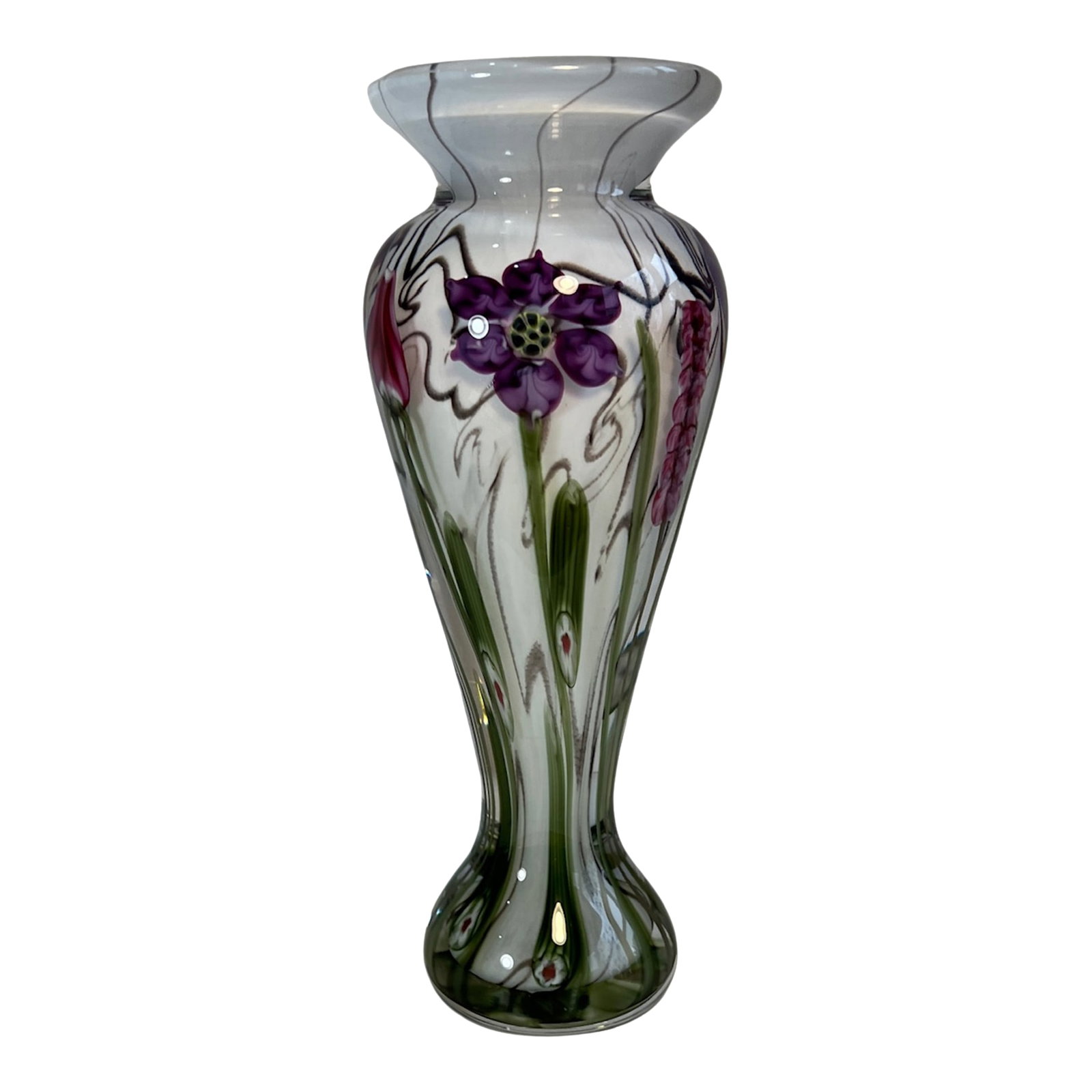 Signed Vandermark-Merritt-Smarr Glass Sv02w 7/100 Numbered Art Glass Floral Cased Art Glass Vase (1 of 17)