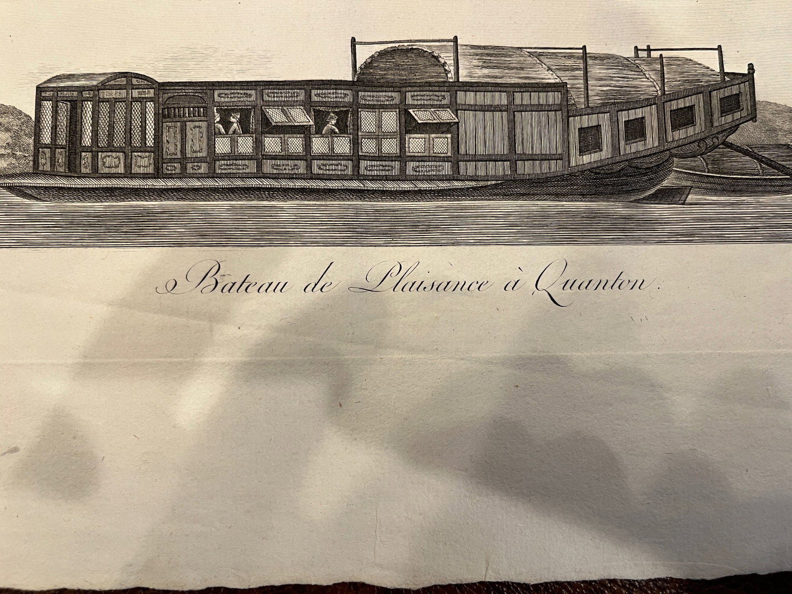 Antique 1808 De Guignes Engraving Bateau De Plaisance Canton China Boat - 6