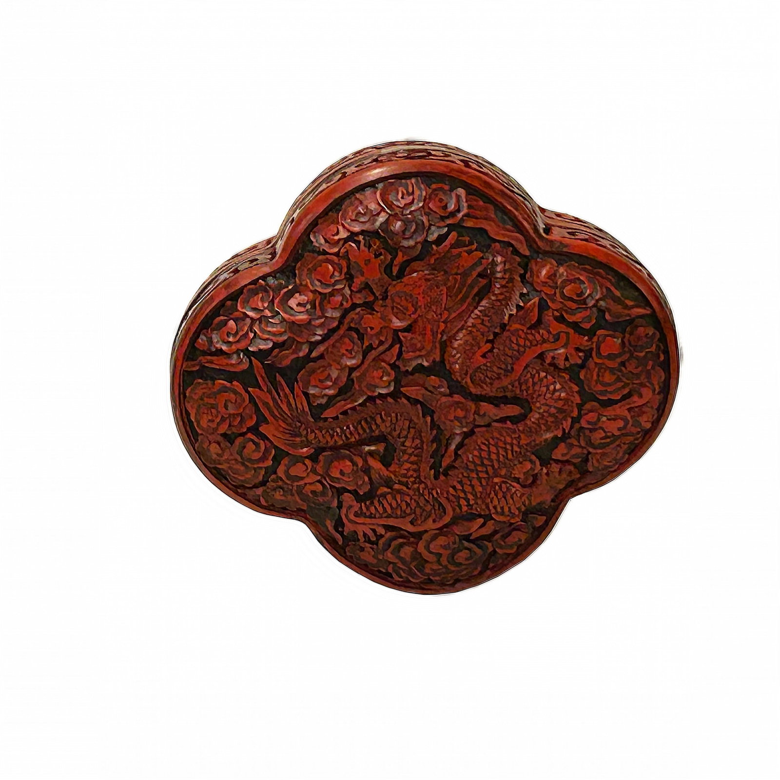 Handcrafted Vintage Chinese Red Lacquer Four Lobed Floral Accent Box - 6
