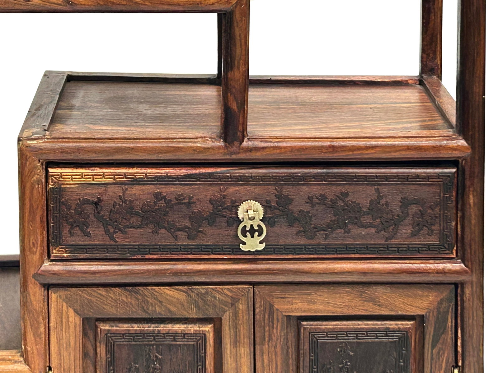 Chinese Brown Rosewood Rectangular Small Curio Display Stand - 10