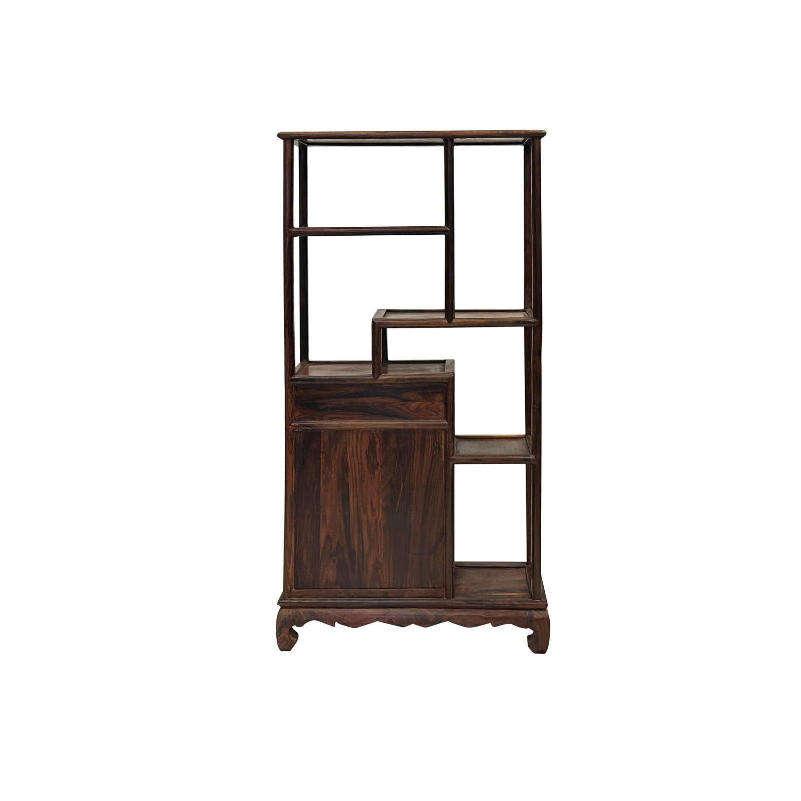 Chinese Brown Rosewood Rectangular Small Curio Display Stand - 2