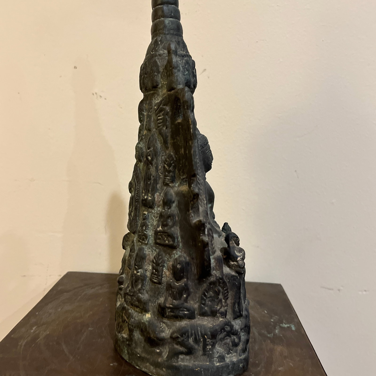 Vintage Thai Bronze Stupa Shrine With 1,000 Buddha Motif - 10