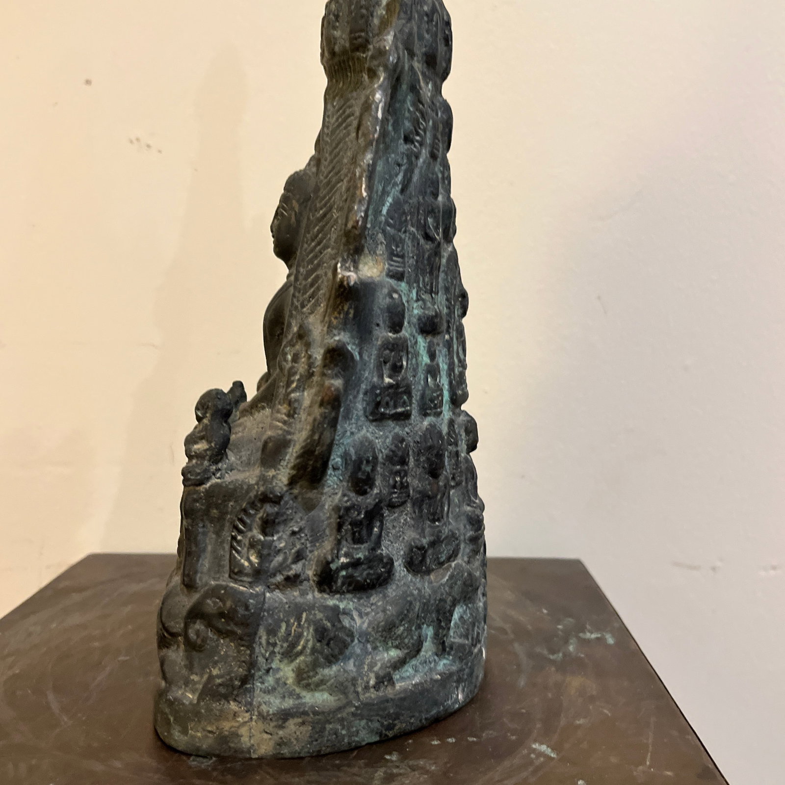 Vintage Thai Bronze Stupa Shrine With 1,000 Buddha Motif - 5