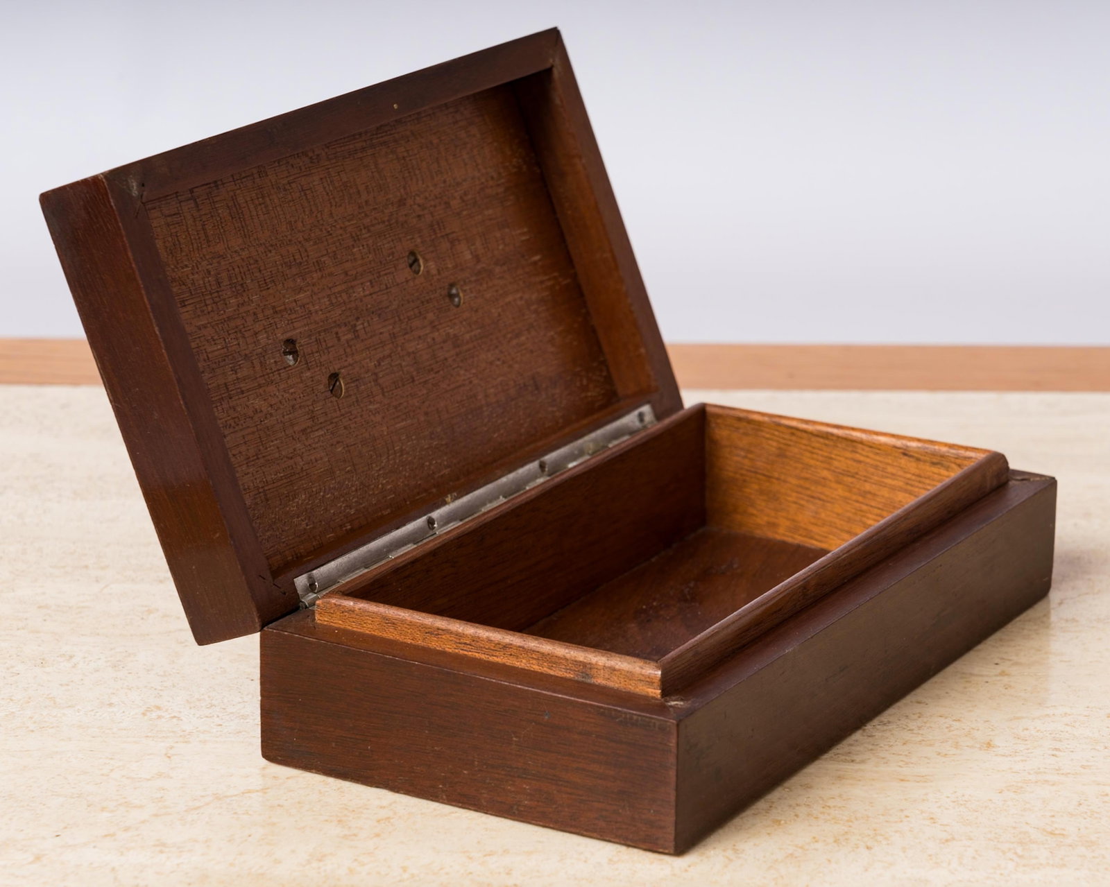 Art Deco Stained Wood & Nickel Plated Bronze Decorative Box - 2
