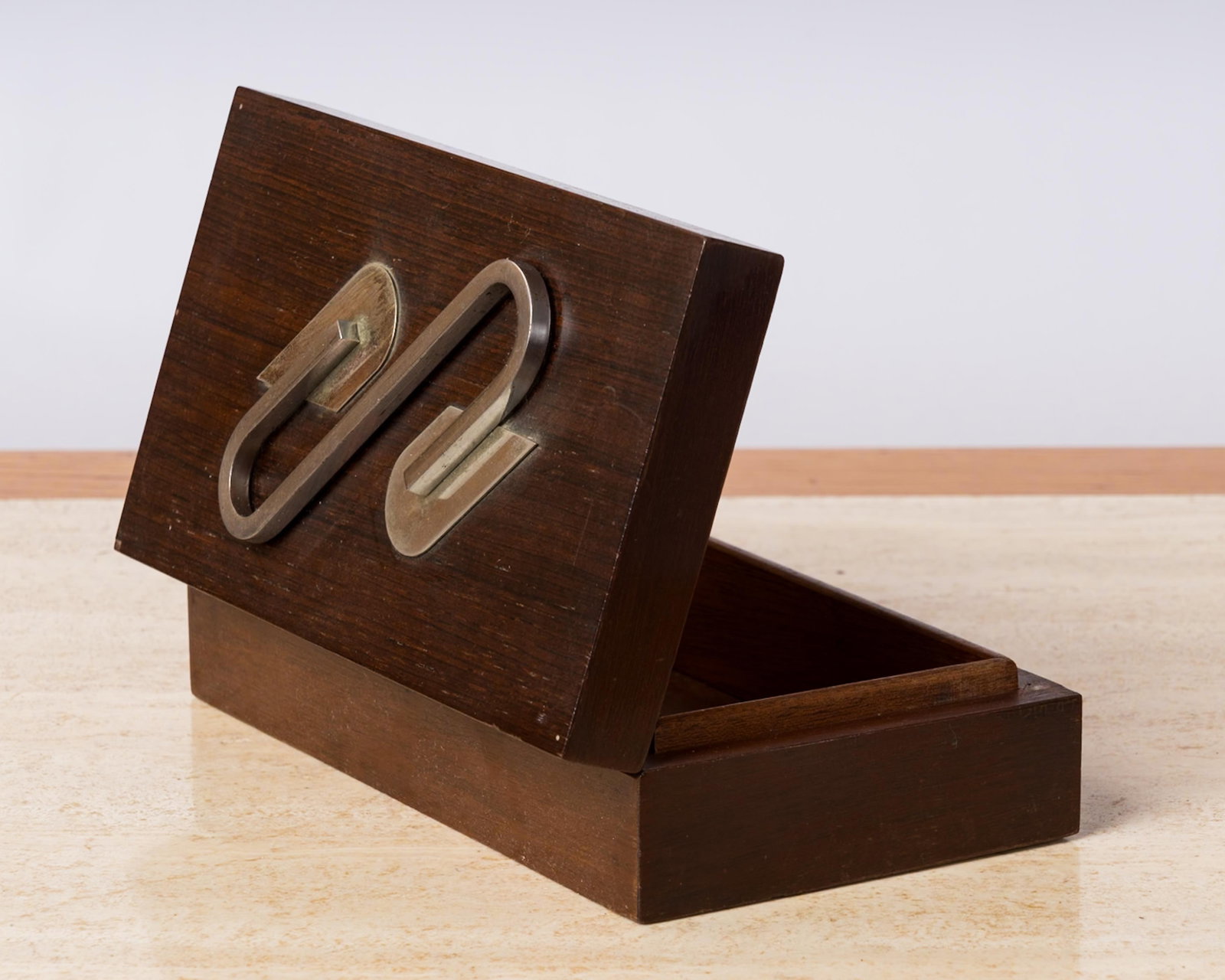 Art Deco Stained Wood & Nickel Plated Bronze Decorative Box - 3