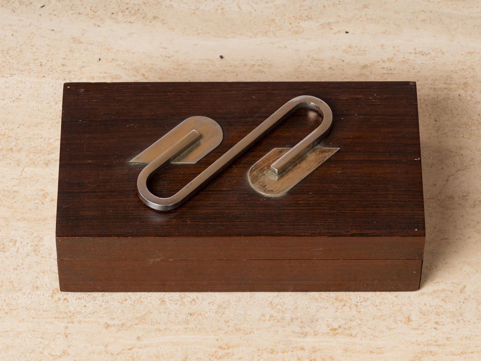 Art Deco Stained Wood & Nickel Plated Bronze Decorative Box - 5