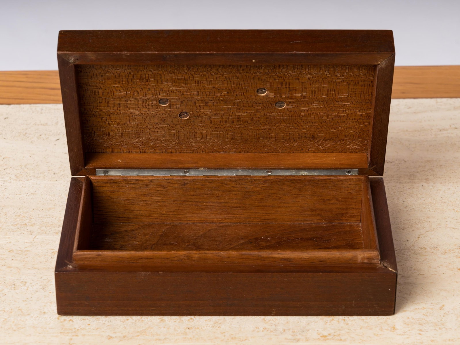 Art Deco Stained Wood & Nickel Plated Bronze Decorative Box - 7