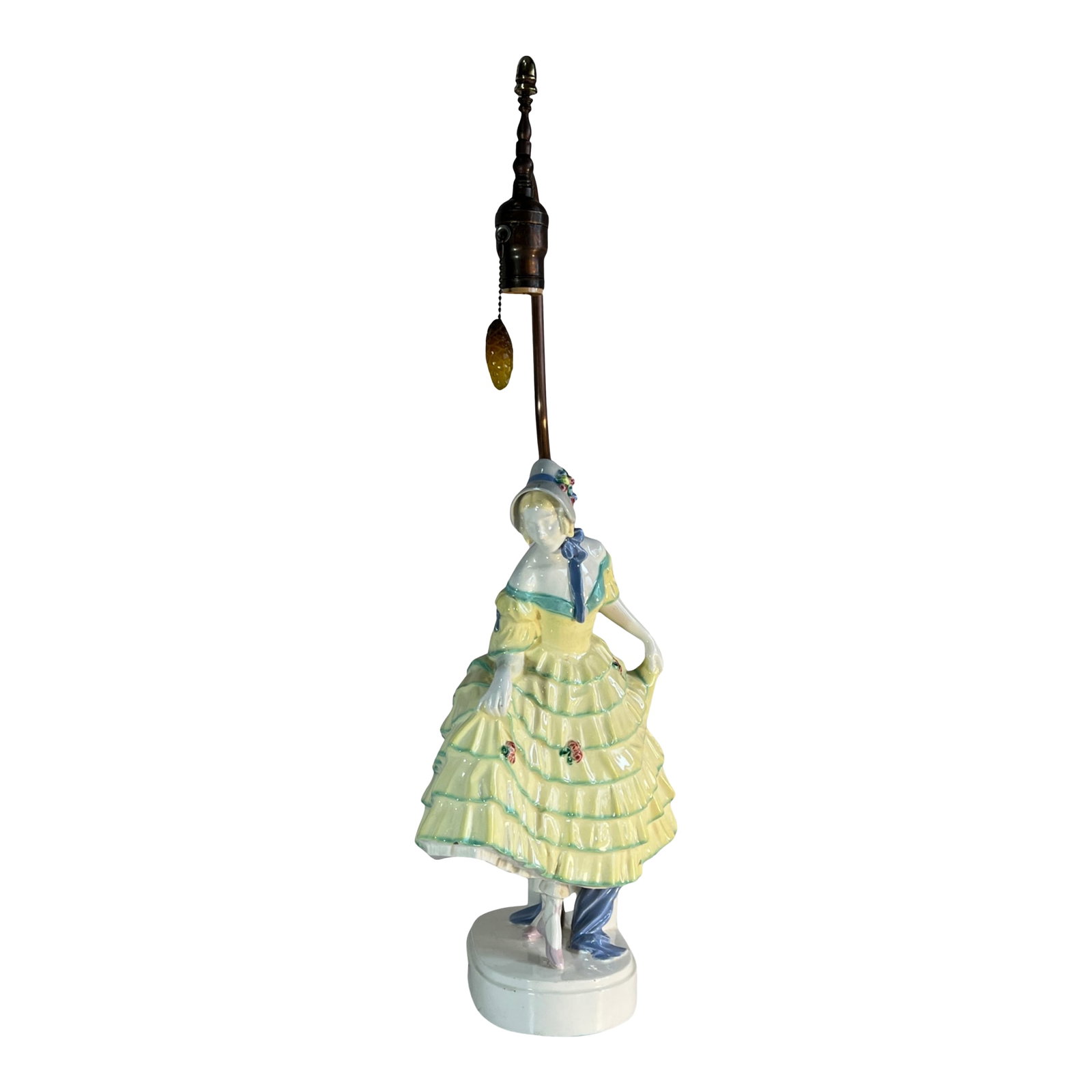 Antique Keramos Figural Porcelain Lamp by Padany: Early 20th-century antique porcelain figural table lamp by Rudolf Padany, produced by Keramos in Austria. The base bears the Keramos KWK triangle mark along with model numbers 106 / 20056 / 1, and is