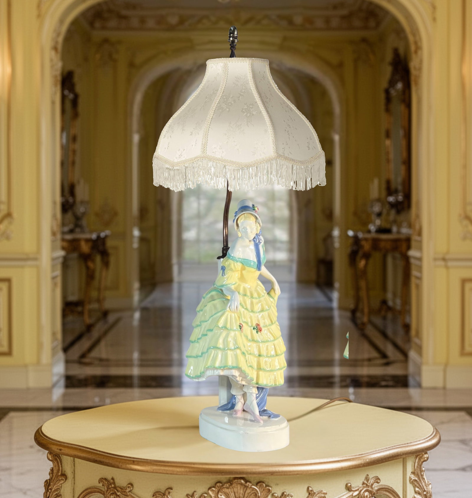 Antique Keramos Figural Porcelain Lamp by Padany - 2