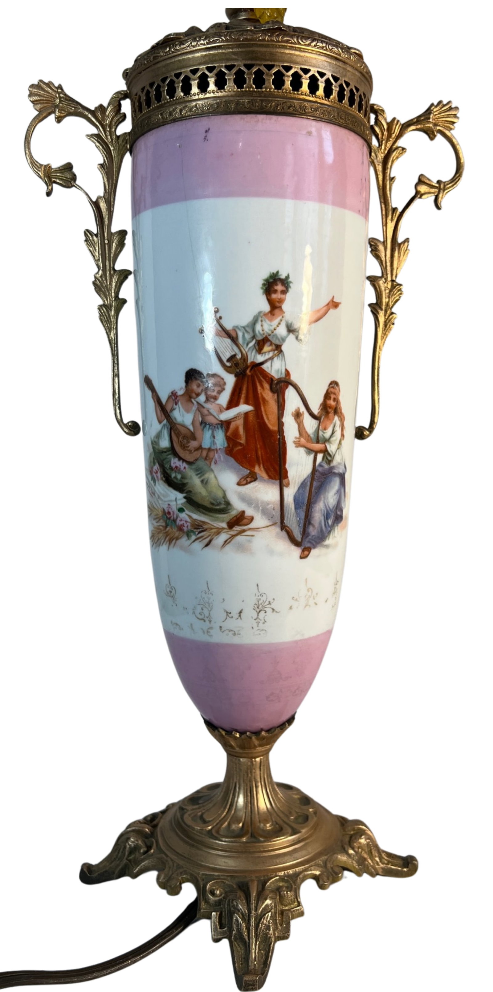 Antique Carlsbad Ormolu Porcelain Urn Table Lamp Signed Carl Larsen - 16