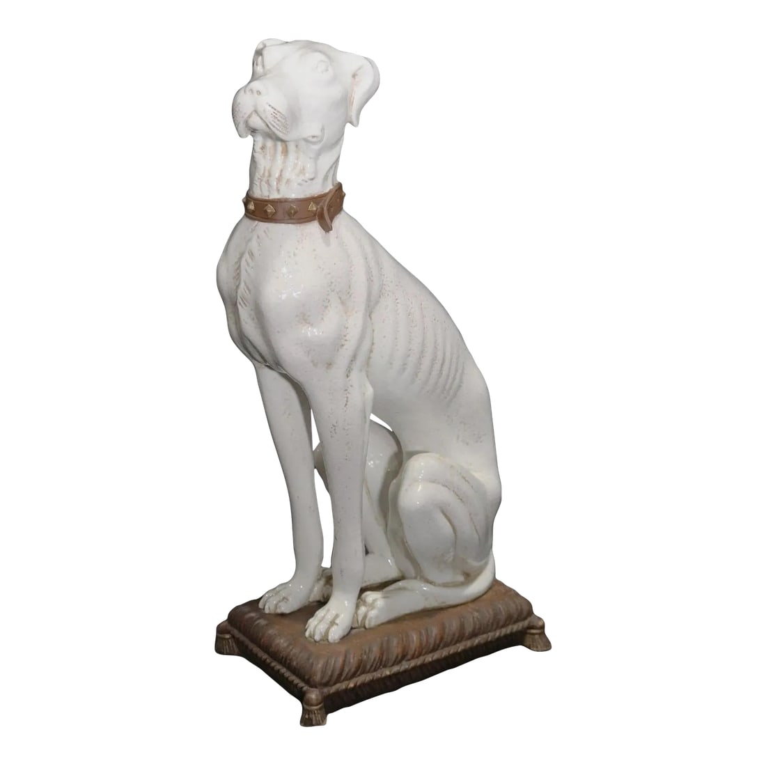 Beautiful Vintage Mid Century Greyhound Ceramic Statue Made in Italy, Signed: Beautiful Vintage Mid Century Greyhound Ceramic Statue Made In Italy Vintage Mid Century Greyhound ceramic statue made in Italy signed. Dimensions 8" x 13" x 27" Condition: Alterations: Original Condi