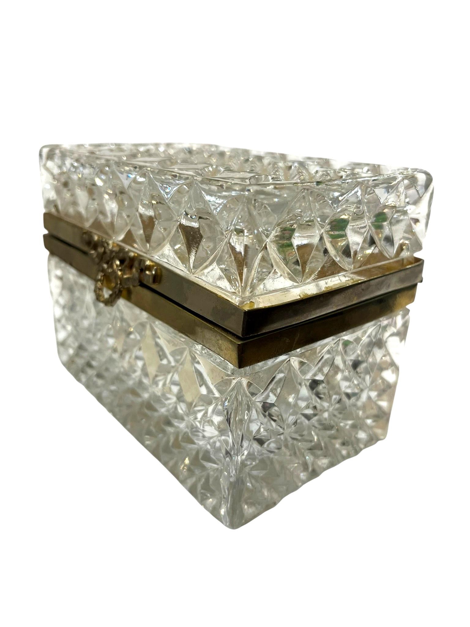 Antique French Cut Crystal Box With Bronze Mounts - 2