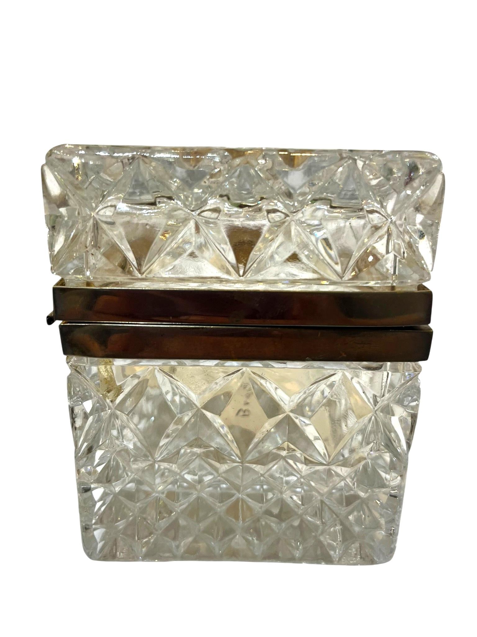 Antique French Cut Crystal Box With Bronze Mounts - 3