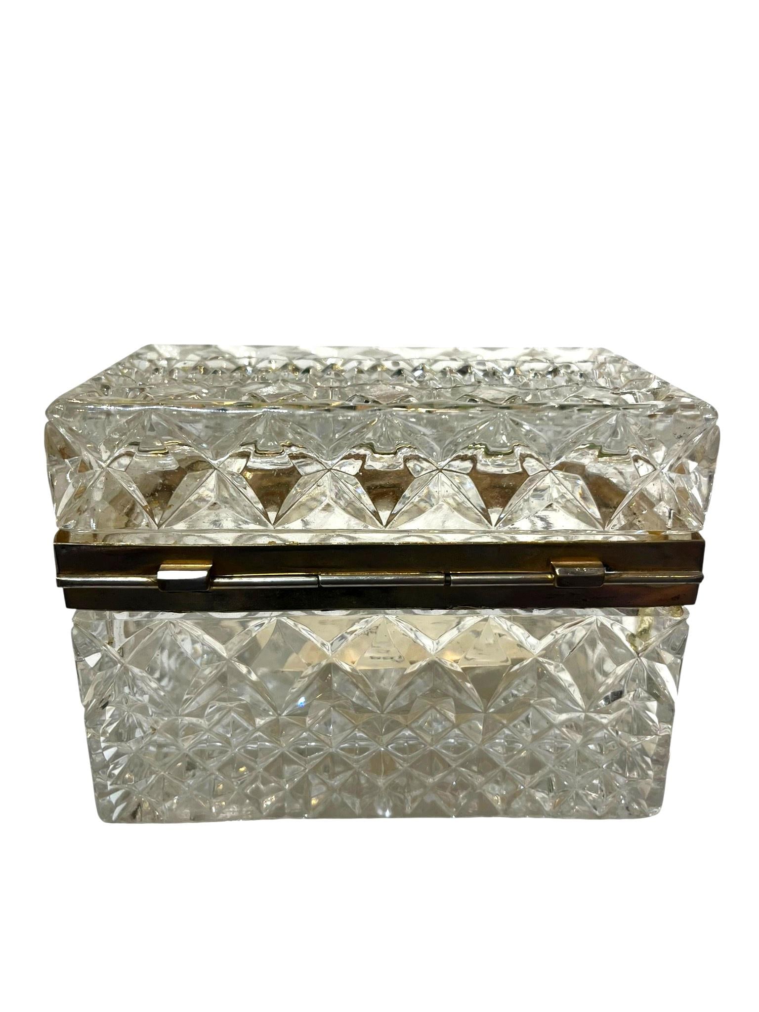 Antique French Cut Crystal Box With Bronze Mounts - 6