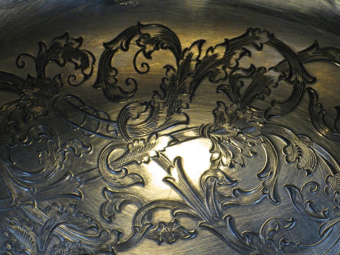 Bowl Footed WILCOX Silverplate Hand-Engraved Scrolls Silver 1850-1899 Bowls - 10
