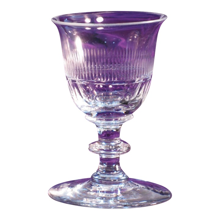 Antique Clear Stemmed Wine Glass, Handmade Mouth Blown & Cut Fluting & Panels 1820-60's (1 of 7)