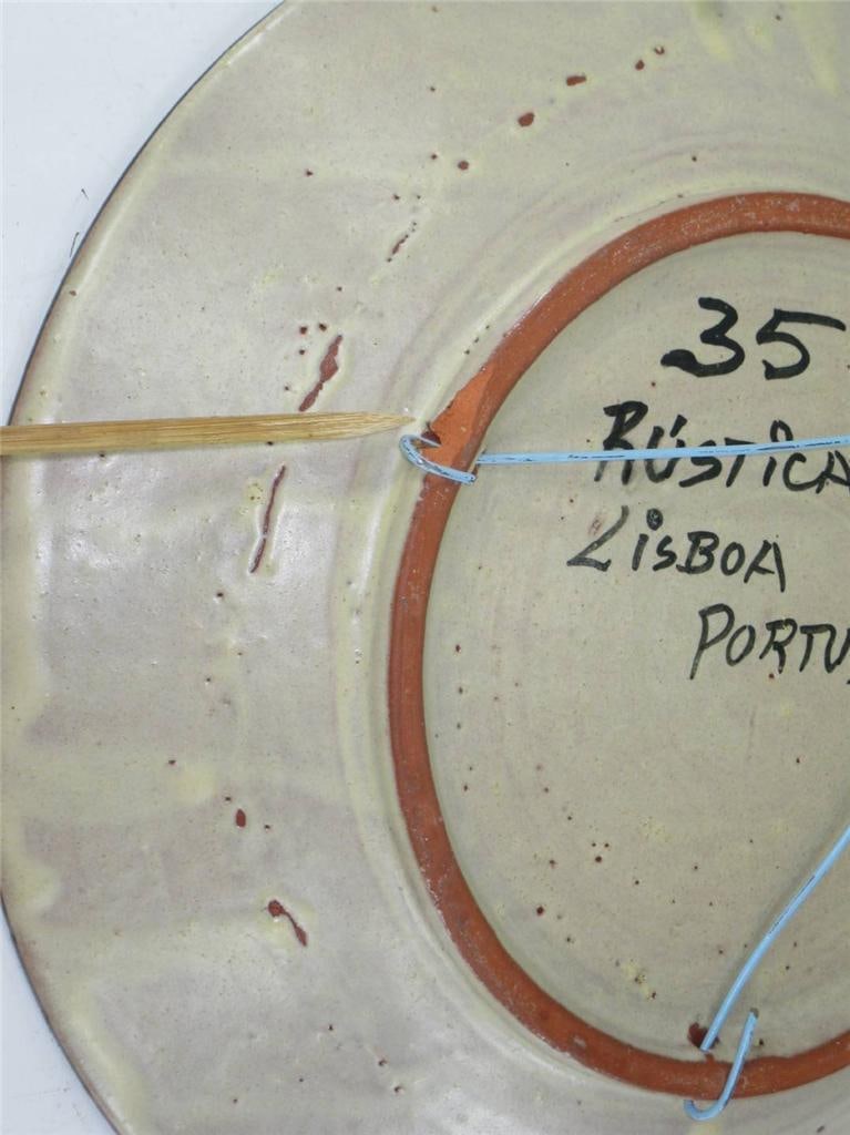 Mid 20th Century Platter 12" Earthenware Hand Painted from Portugal Signed - Rustica Lisboa - 12