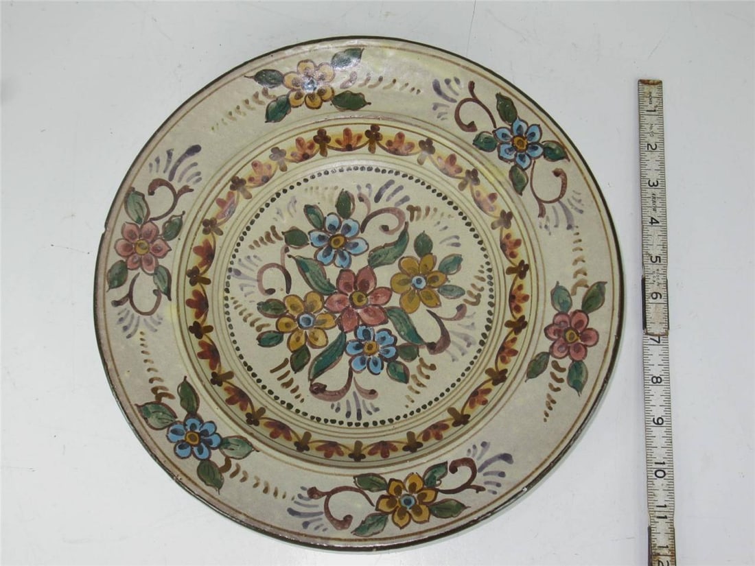 Mid 20th Century Platter 12" Earthenware Hand Painted from Portugal Signed - Rustica Lisboa - 4