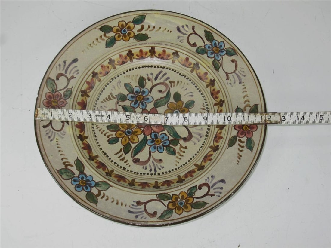 Mid 20th Century Platter 12" Earthenware Hand Painted from Portugal Signed - Rustica Lisboa - 7