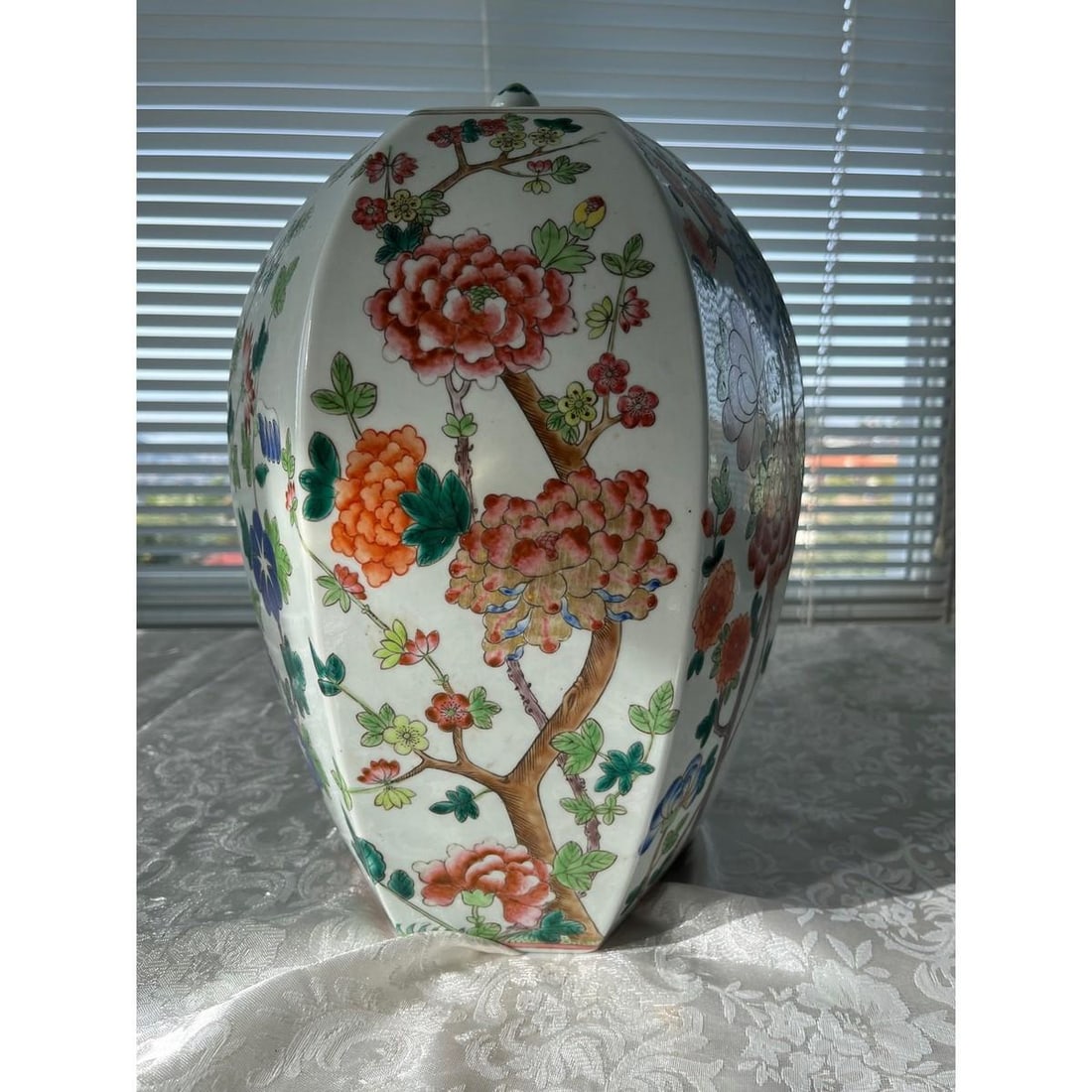 Vintage 14Â” Chinese Famille Rose Hexagonal Ginger Jar Peony Millefleurs - 6
