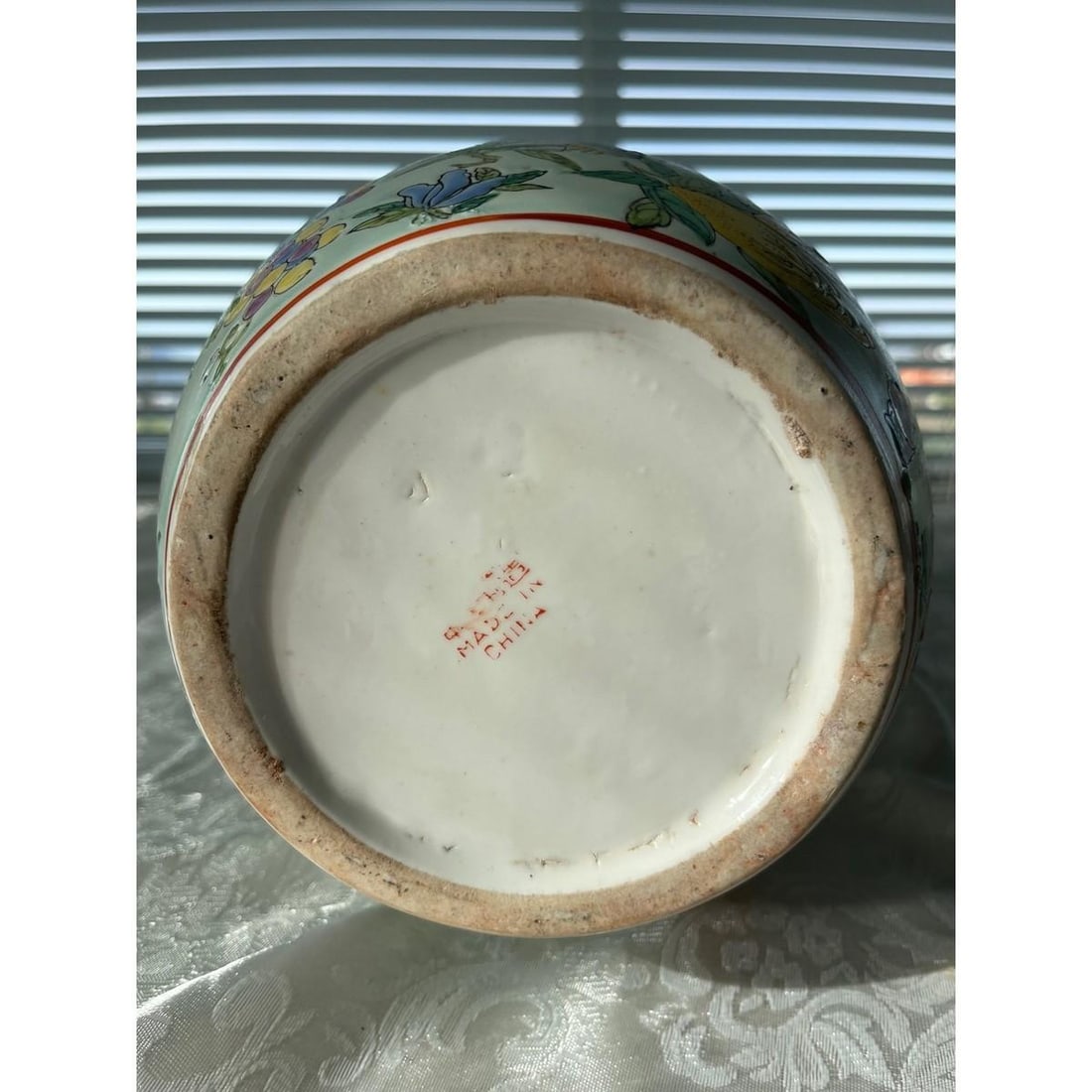 Vintage Chinese Famille Rose Porcelain Egg Vase - Hundred Fruits 11" Large - 7