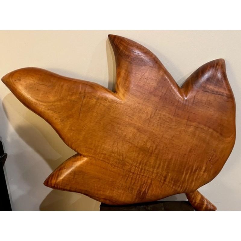 XL Vintage Blair Koa Wood Leaf Snack Tray 25" Signed MCM.. Tiki.. Hawaiian - 6