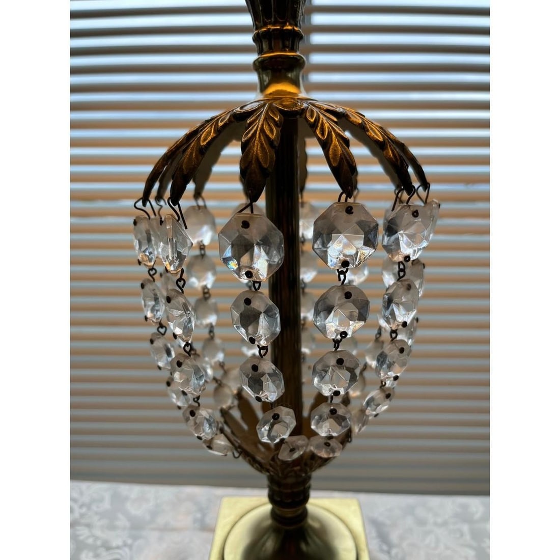Vintage Westwood Industries Hollywood Regency Brass & Crystal Cage Table Lamp 33 - 10