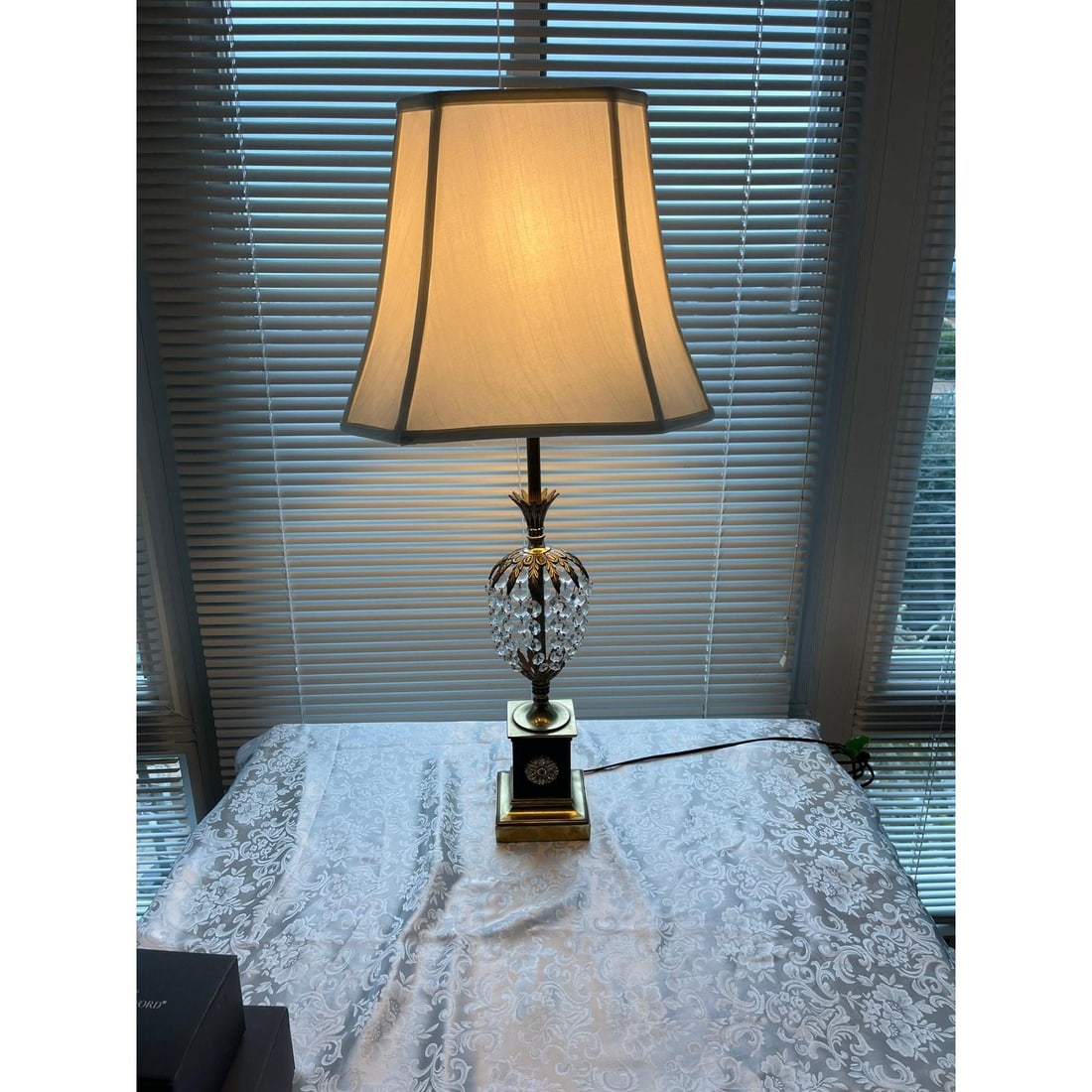 Vintage Westwood Industries Hollywood Regency Brass & Crystal Cage Table Lamp 33 - 2