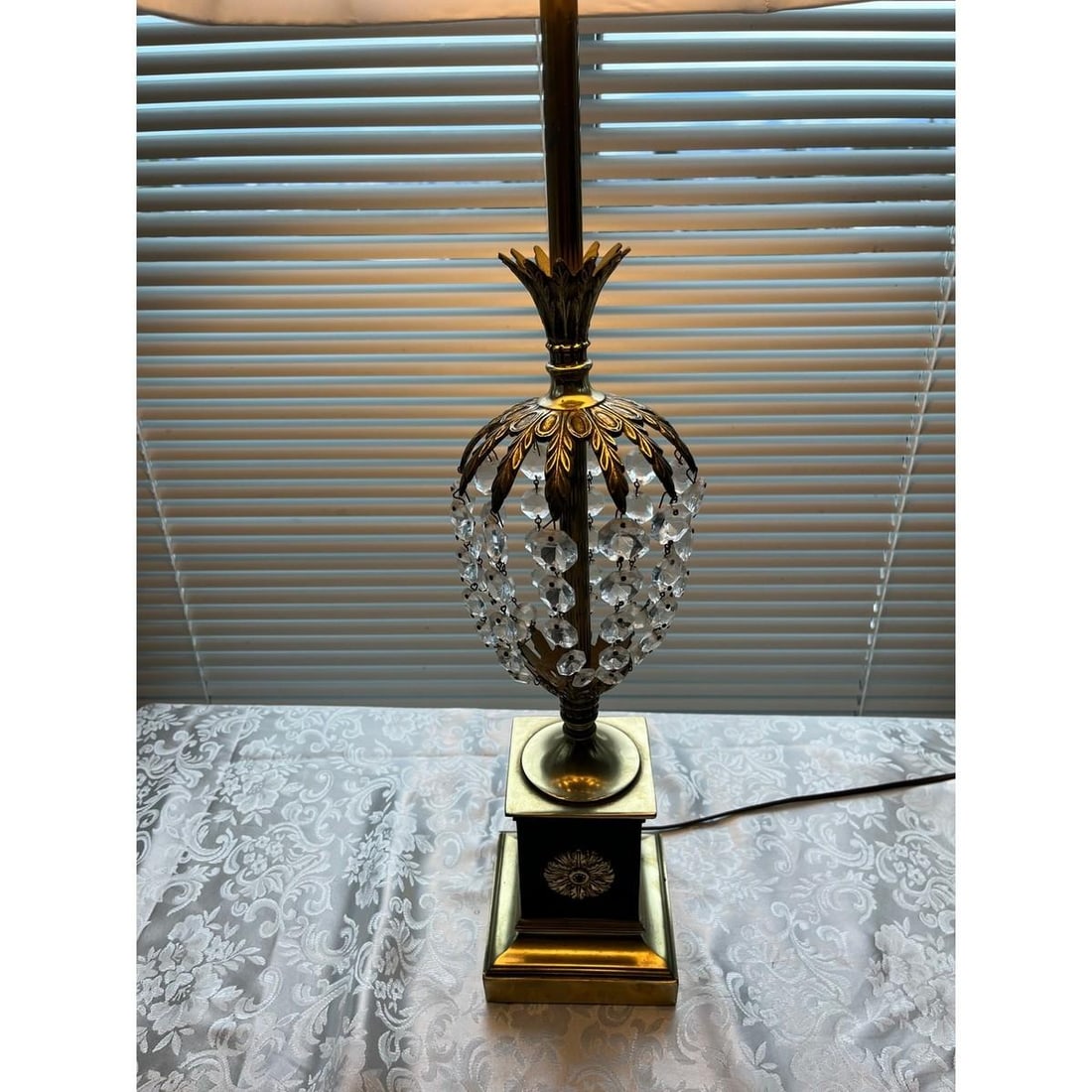 Vintage Westwood Industries Hollywood Regency Brass & Crystal Cage Table Lamp 33 - 5