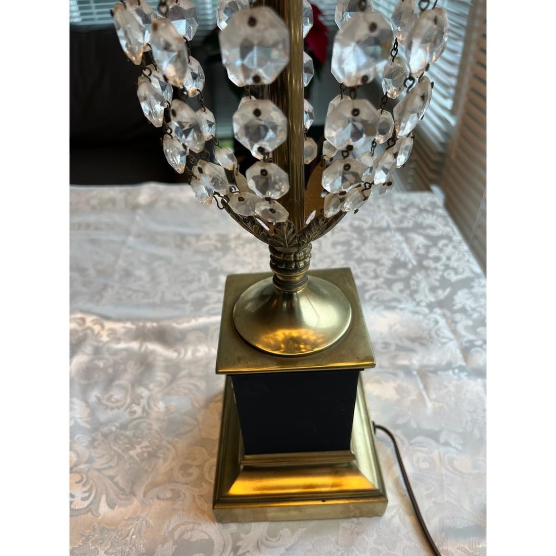 Vintage Westwood Industries Hollywood Regency Brass & Crystal Cage Table Lamp 33 - 9