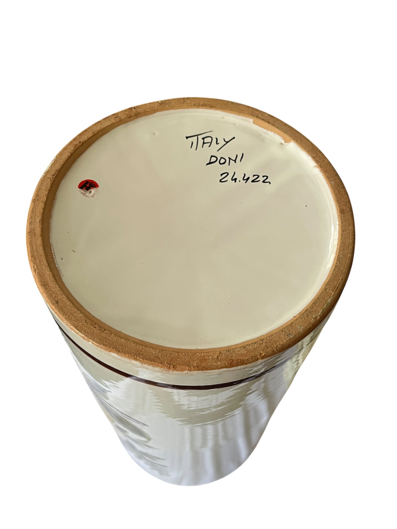 Vintage Italian Hand-Painted Ceramic, Umbrella Stand / Floor Vase in the Deruta / Faenza Tradition ( - 13