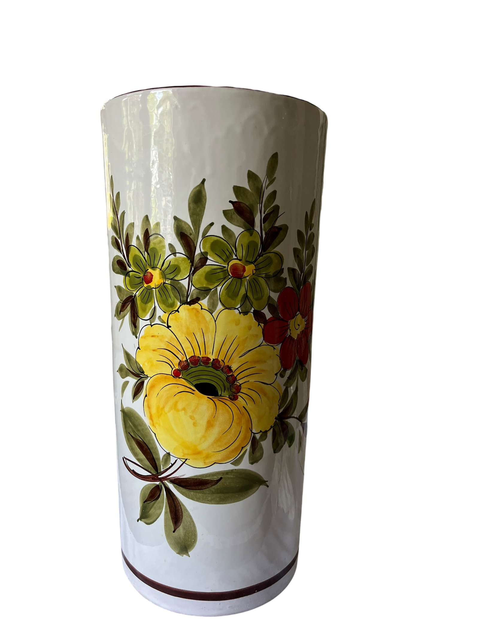 Vintage Italian Hand-Painted Ceramic, Umbrella Stand / Floor Vase in the Deruta / Faenza Tradition ( - 4
