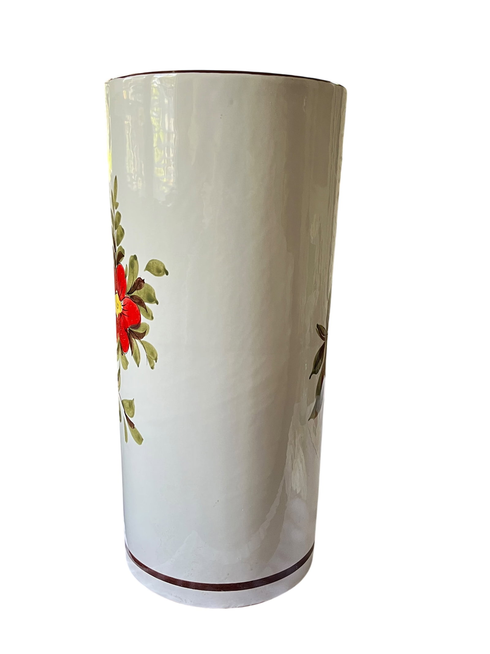 Vintage Italian Hand-Painted Ceramic, Umbrella Stand / Floor Vase in the Deruta / Faenza Tradition ( - 5