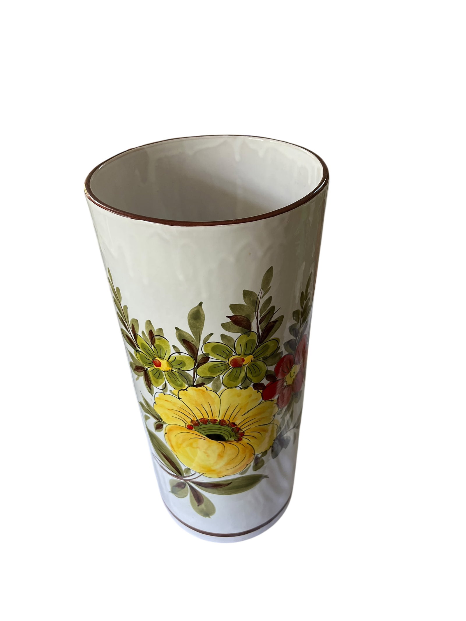 Vintage Italian Hand-Painted Ceramic, Umbrella Stand / Floor Vase in the Deruta / Faenza Tradition ( - 8