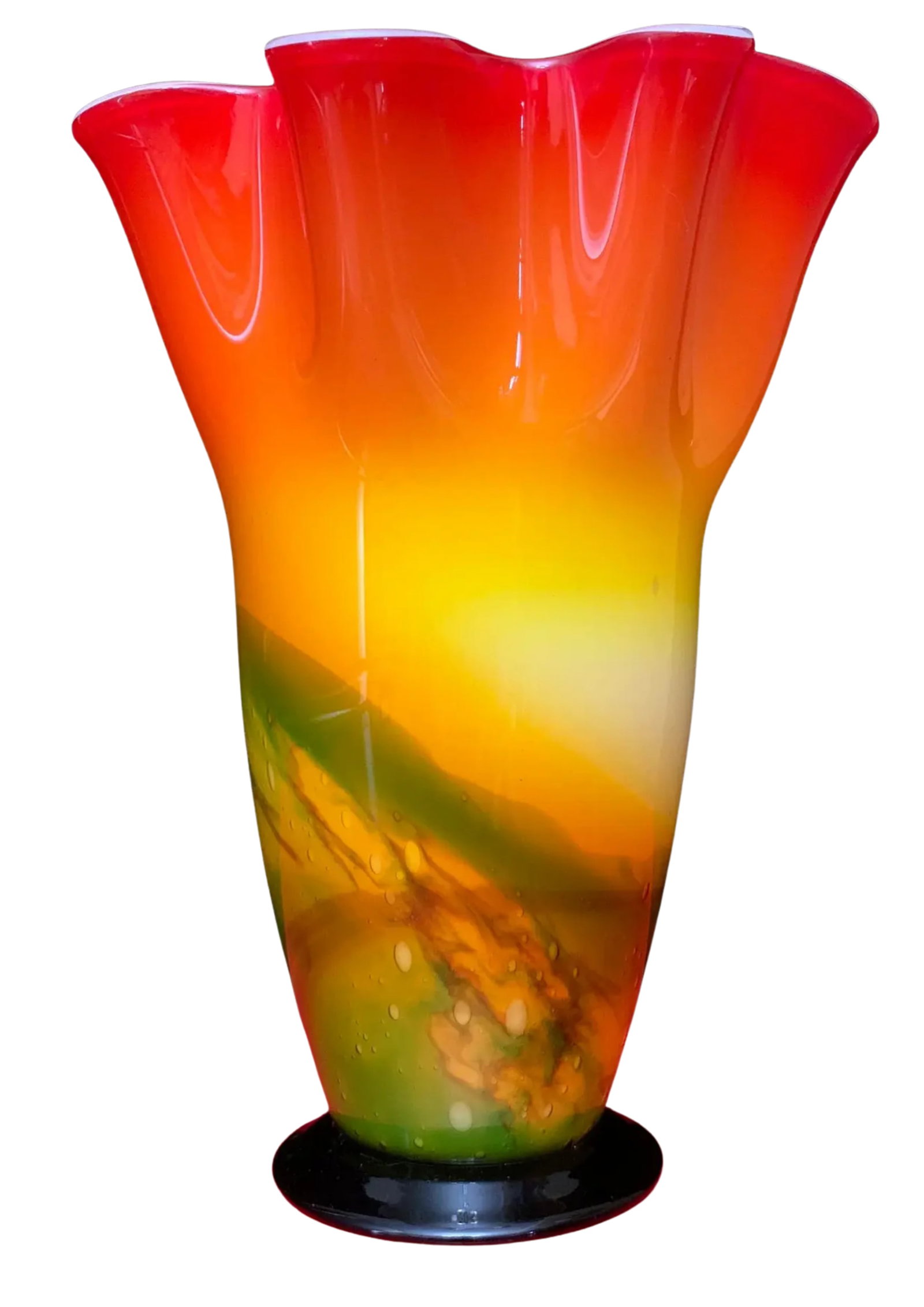 Murano Sunburst of Colors Art Glass Fazzoletto Vase - 10