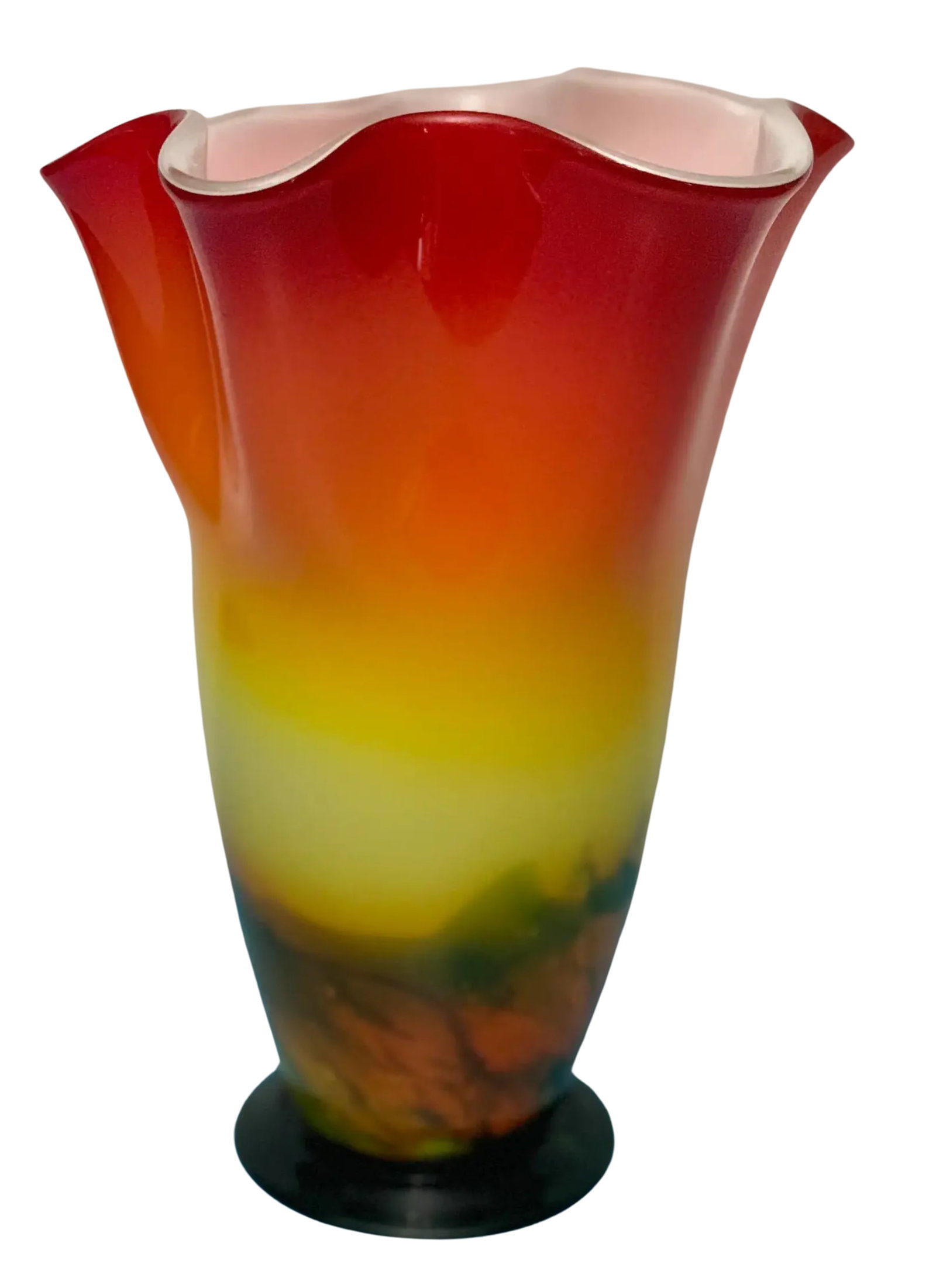 Murano Sunburst of Colors Art Glass Fazzoletto Vase - 12