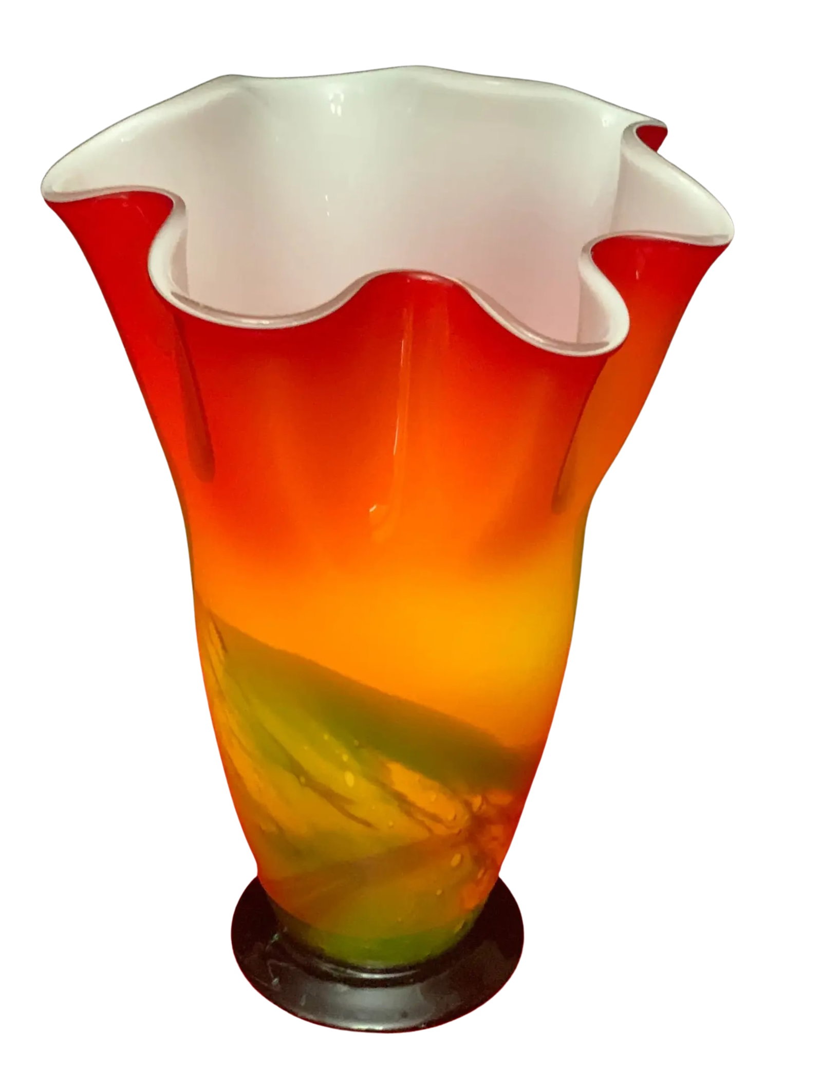 Murano Sunburst of Colors Art Glass Fazzoletto Vase - 14