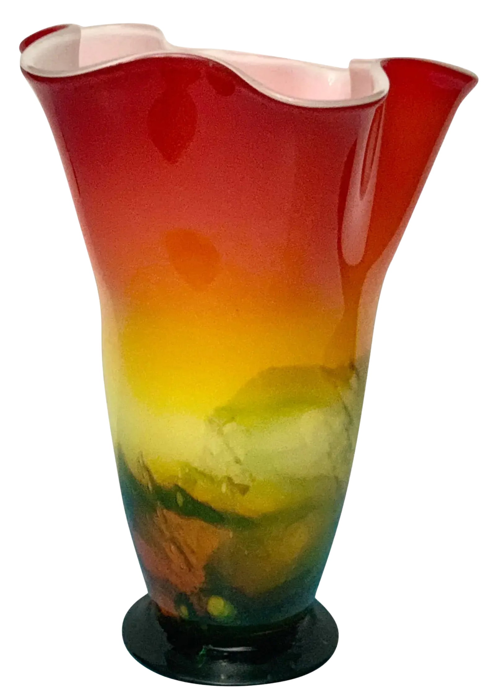 Murano Sunburst of Colors Art Glass Fazzoletto Vase - 16