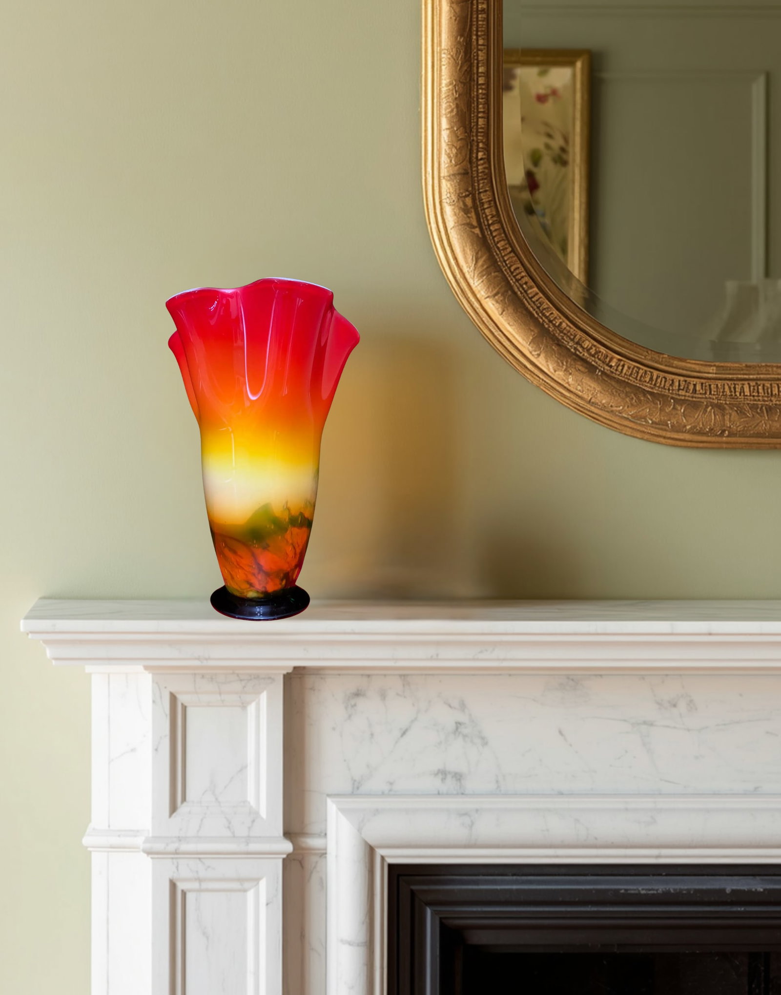 Murano Sunburst of Colors Art Glass Fazzoletto Vase - 17