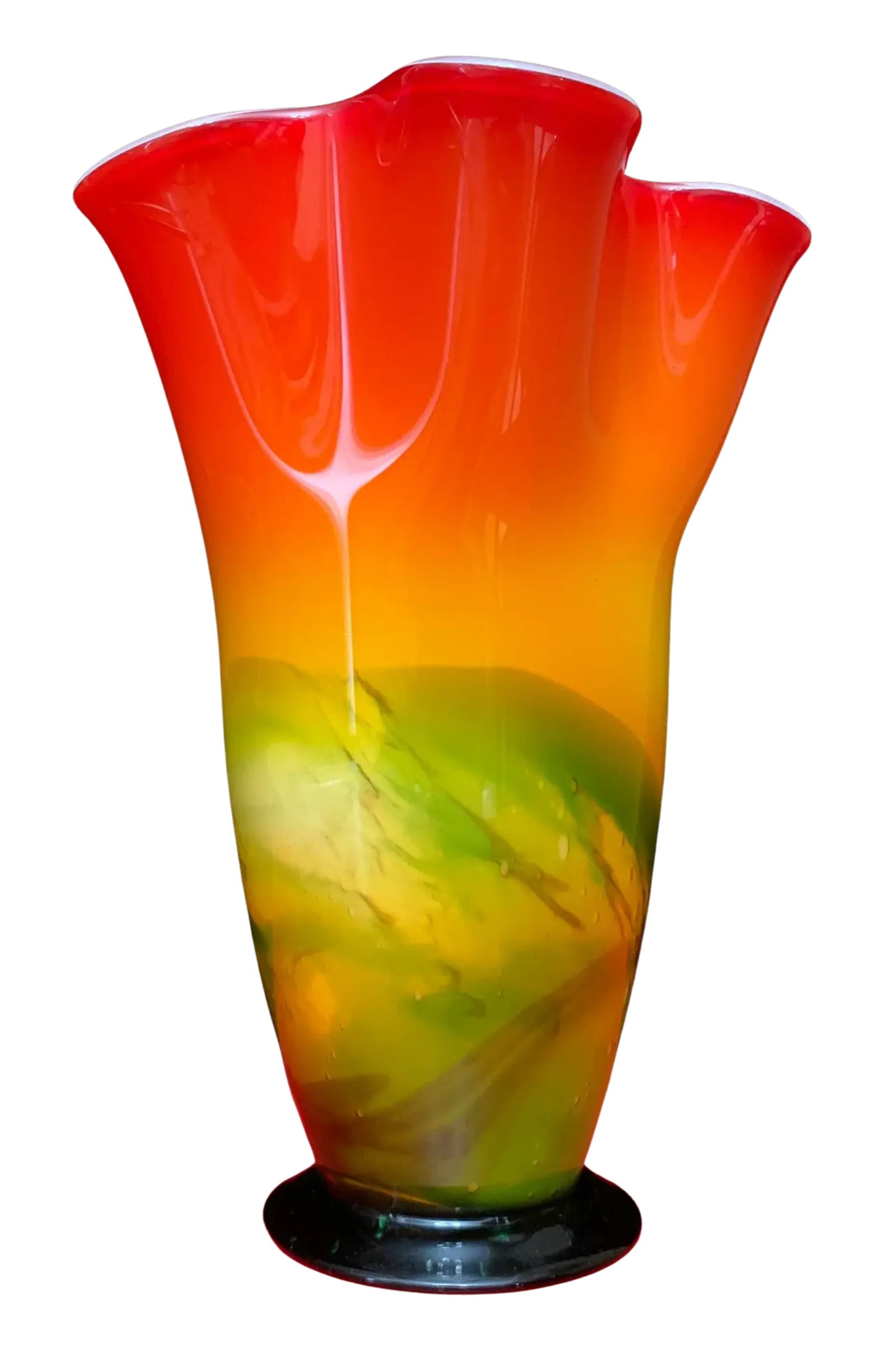 Murano Sunburst of Colors Art Glass Fazzoletto Vase - 18