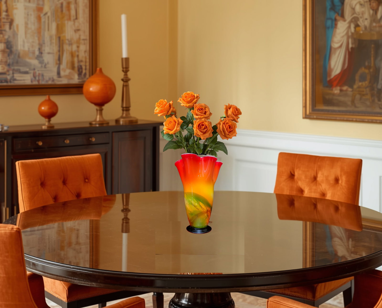 Murano Sunburst of Colors Art Glass Fazzoletto Vase - 2