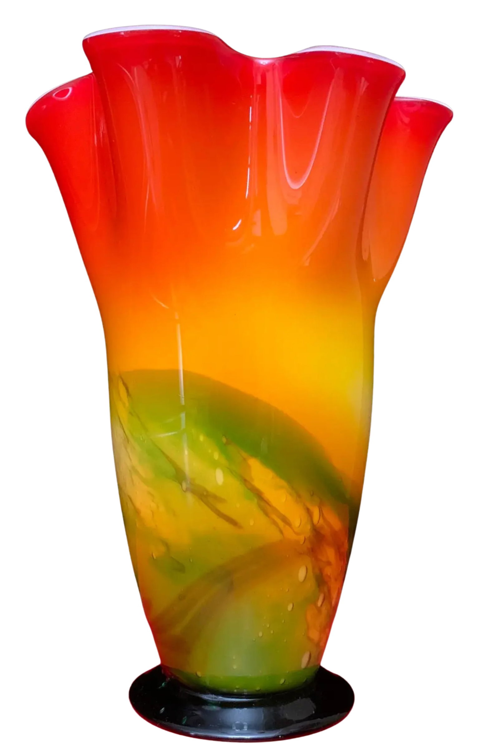 Murano Sunburst of Colors Art Glass Fazzoletto Vase - 3