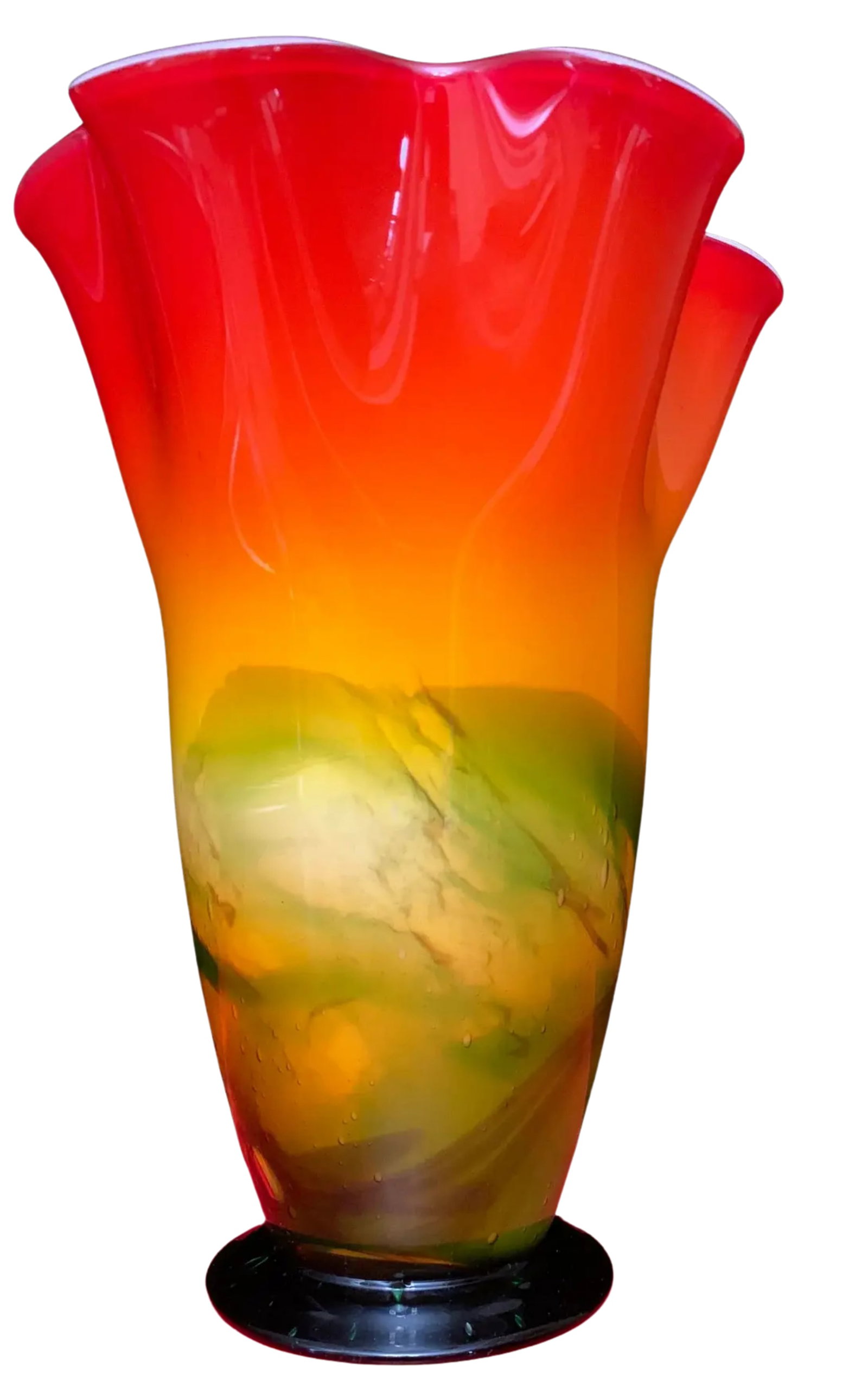 Murano Sunburst of Colors Art Glass Fazzoletto Vase - 5