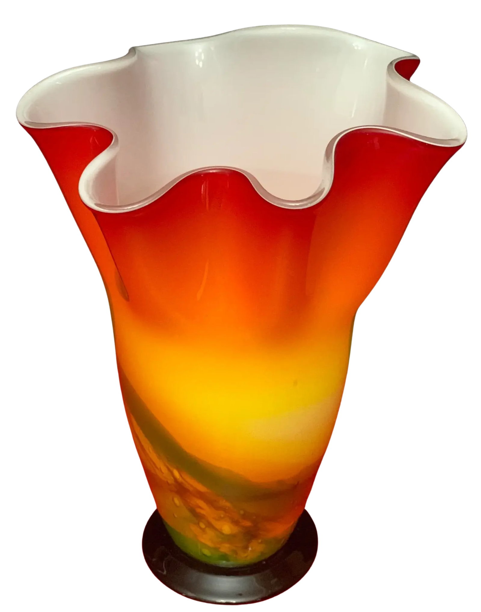 Murano Sunburst of Colors Art Glass Fazzoletto Vase - 7