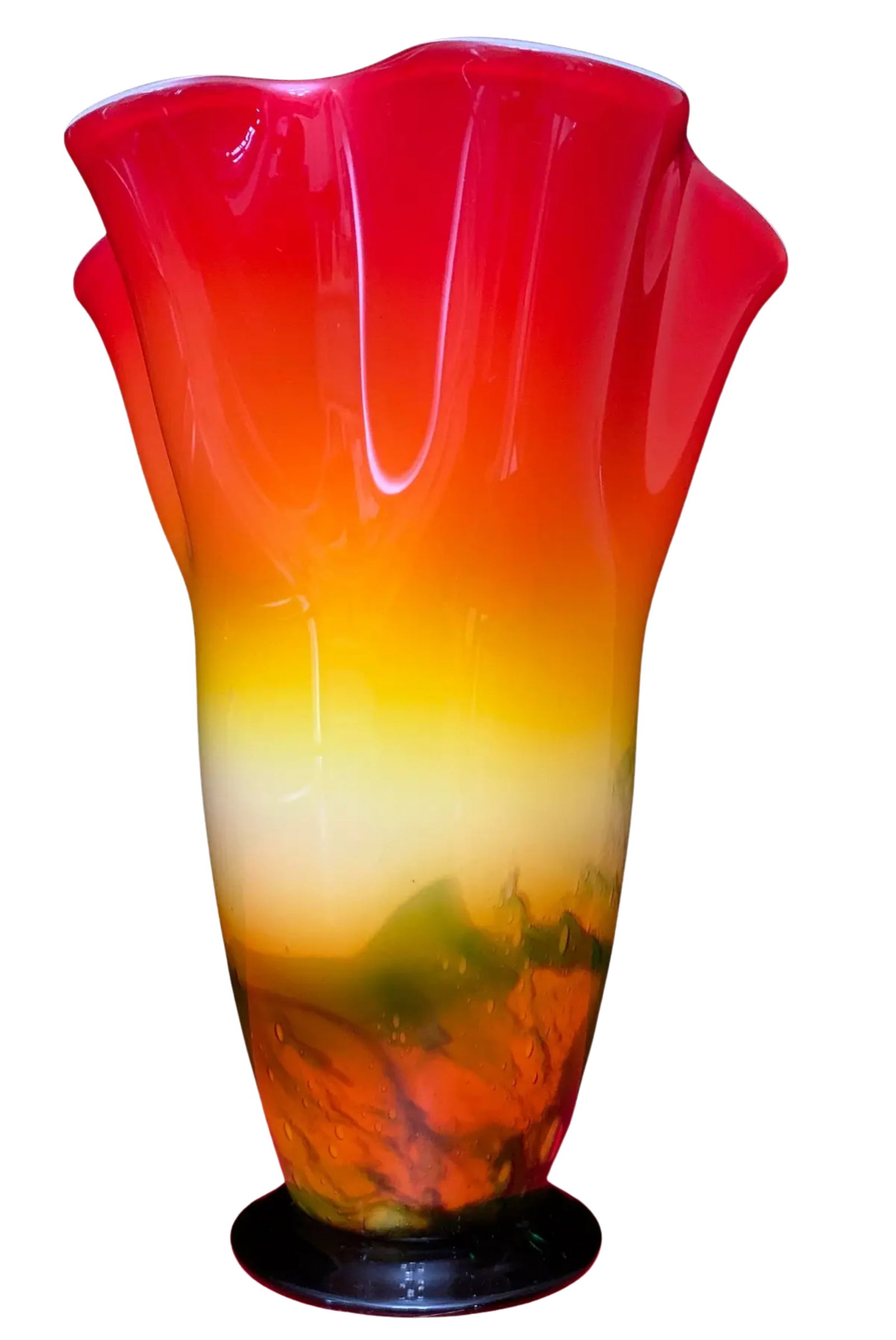 Murano Sunburst of Colors Art Glass Fazzoletto Vase - 9