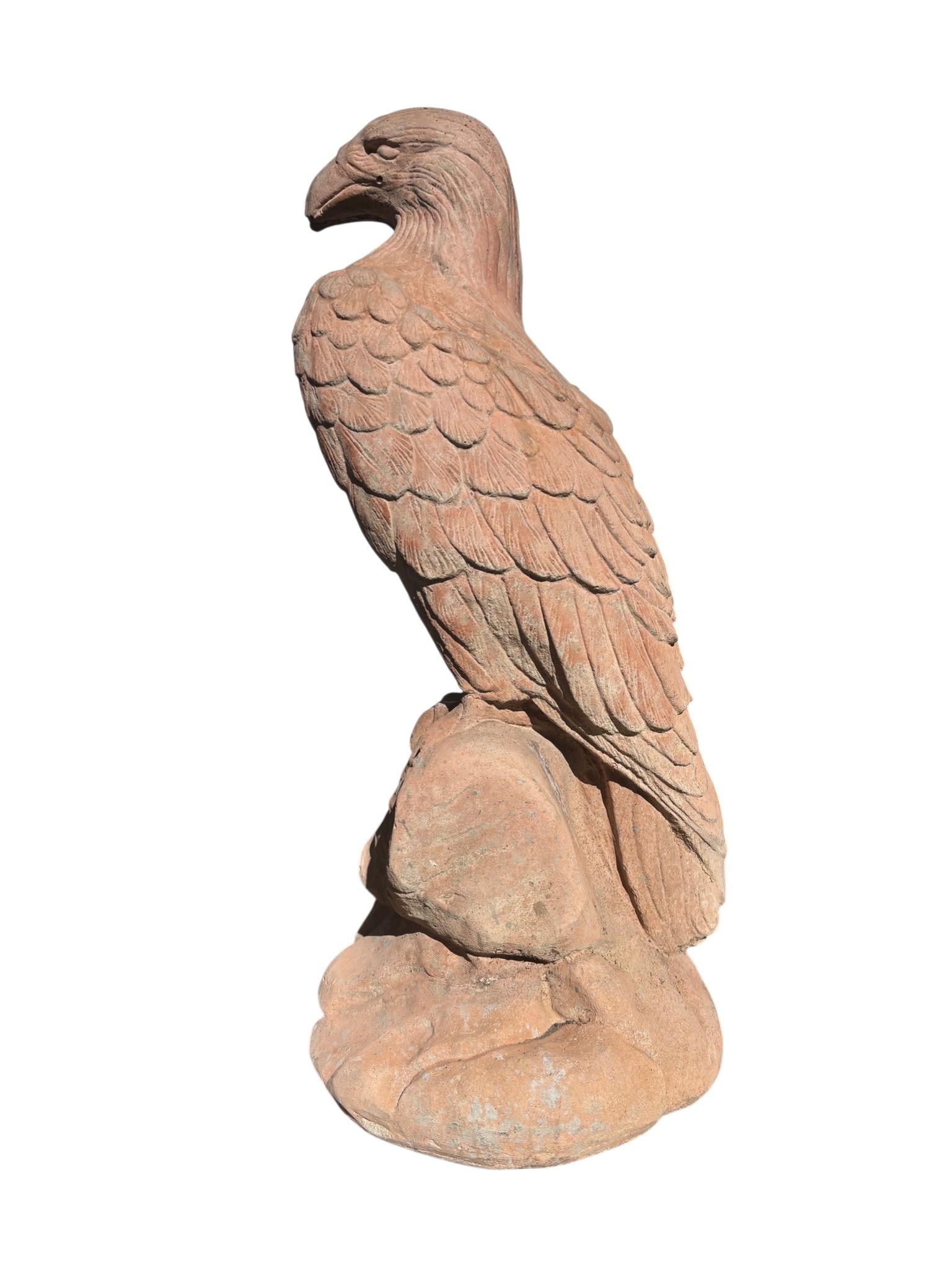 Tall Terracotta Eagle Garden Statue - 2