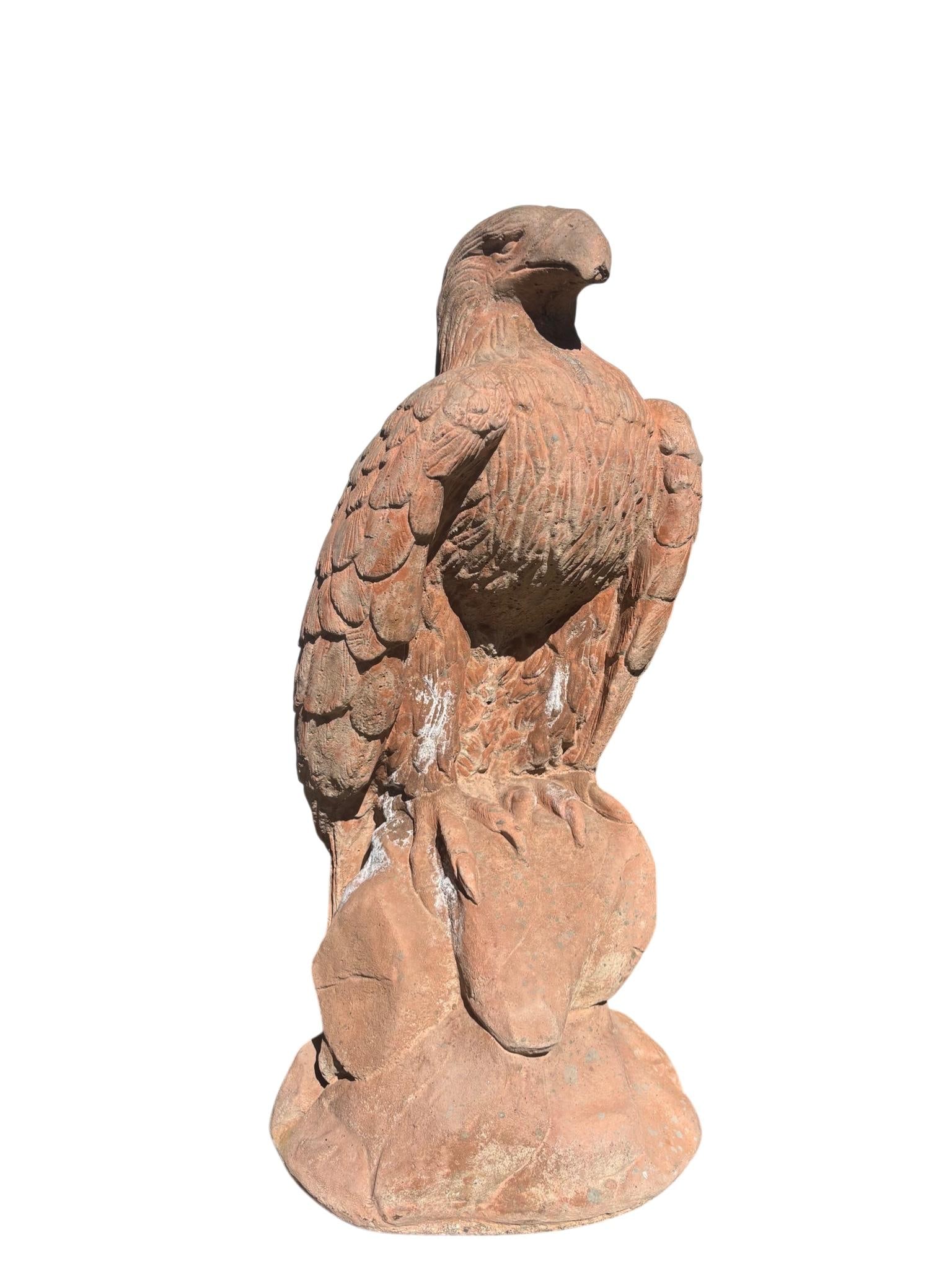 Tall Terracotta Eagle Garden Statue - 4